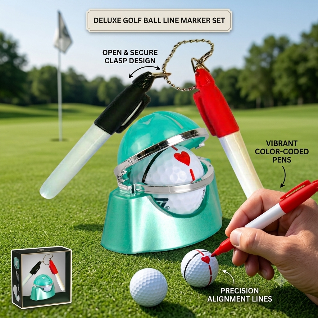 Deluxe Golf Ball Line Marker Set | Precision Alignment Tool & 2 Pens