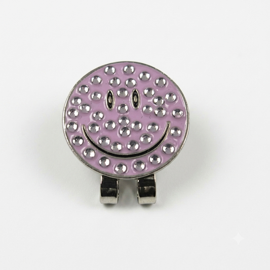 Crystal Smiley Face Magnetic Golf Ball Marker & Hat Clip Set