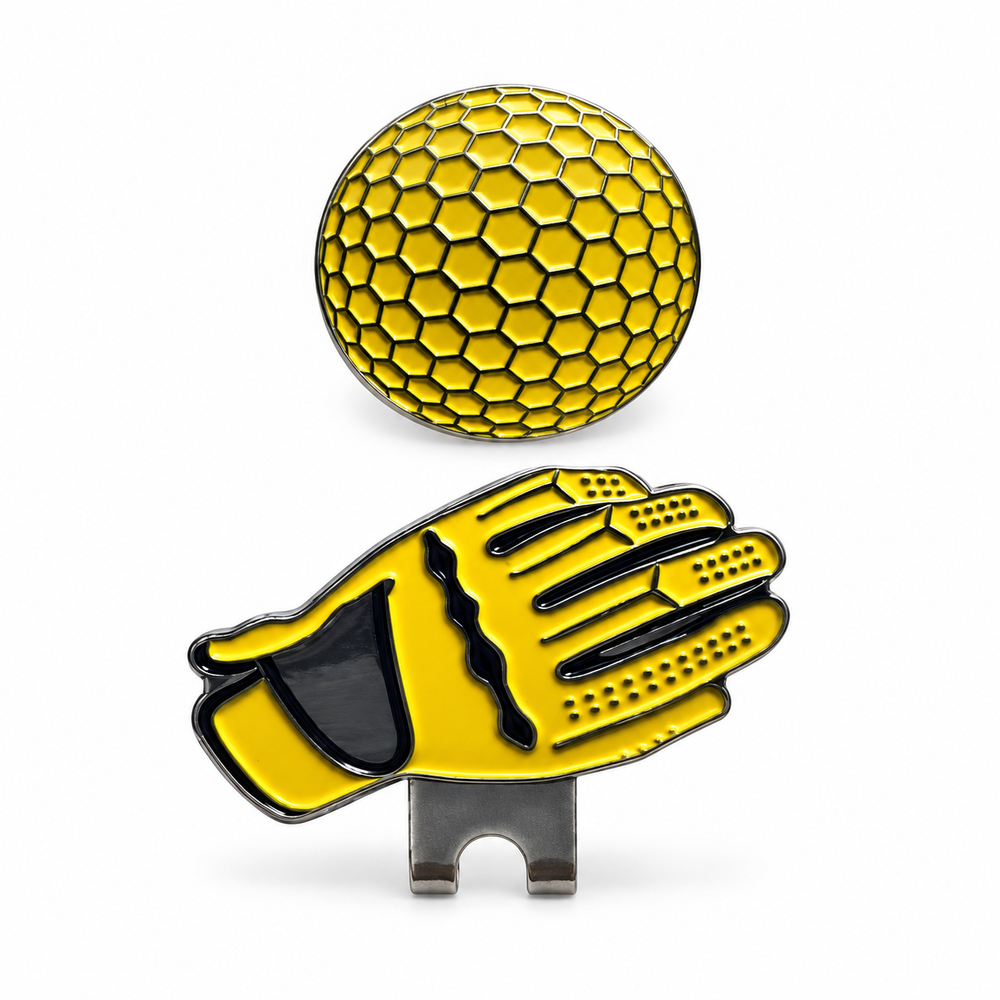 Yellow Golf Ball and Glove Magnetic Hat Clip — clean product image
